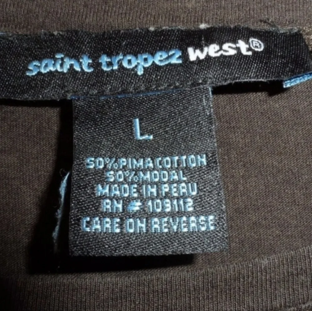 VINTAGE SAINT TROPEZ WEST Brown Tunic Top L Pima Mini Dress Swim Cover Up Y2K - Picture 6 of 10